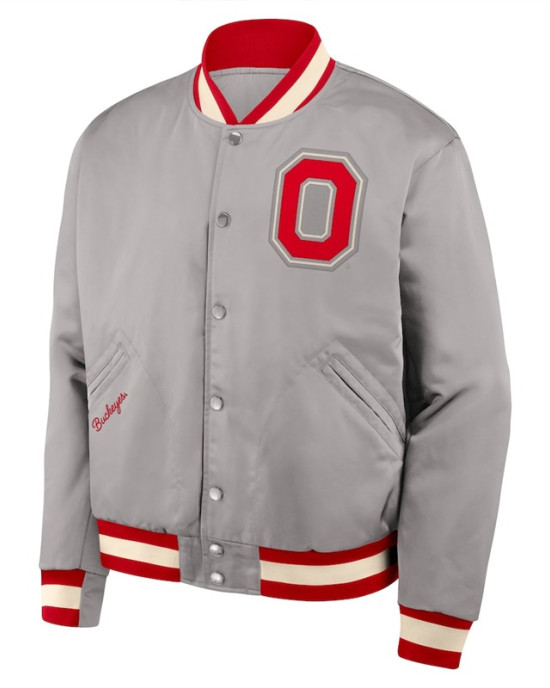 Ohio State Buckeyes Legacy Gray Bomber Jacket