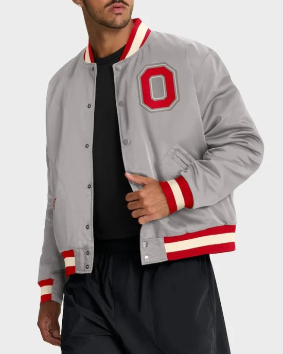 Ohio State Buckeyes Legacy Gray Bomber Jacket