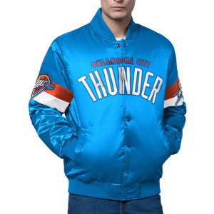 Oklahoma City Thunder Triple Option Varsity Satin Jacket
