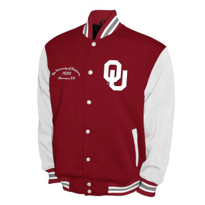 Oklahoma Sooners Fleece Crimson and White Varsity Jacket