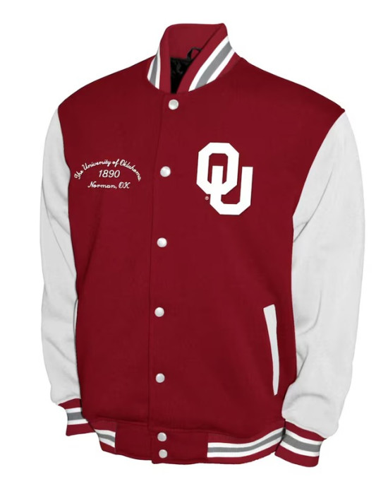 Oklahoma Sooners Fleece Crimson and White Varsity Jacket
