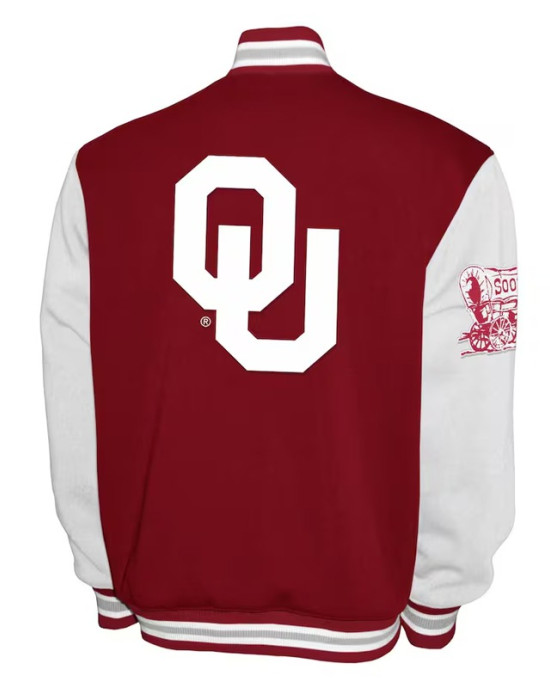 Oklahoma Sooners Fleece Crimson and White Varsity Jacket