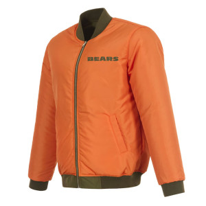 Olive/Orange Chicago Bears Full-Zip Reversible Bomber Jacket