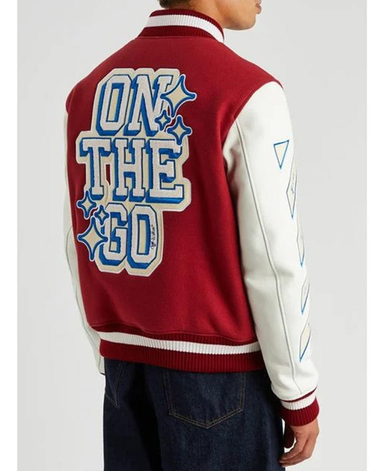 On The Go Red Wool and Leather Varsity Jacket On The Go Red Wool and Leather Varsity Jacket