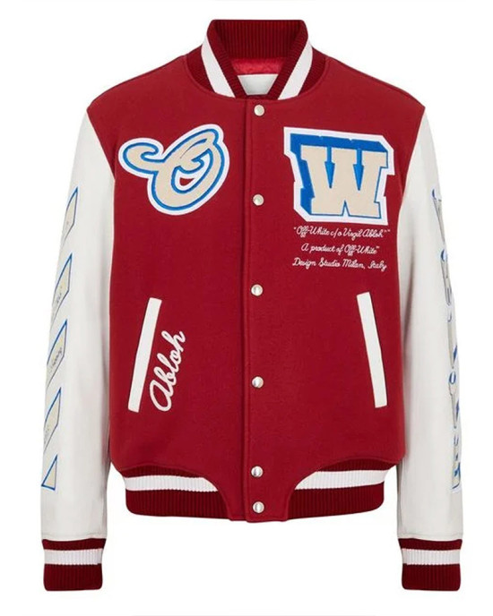 On The Go Red Wool and Leather Varsity Jacket On The Go Red Wool and Leather Varsity Jacket