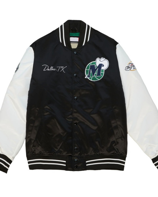 Origins Dallas Mavericks Black and White Satin Jacket