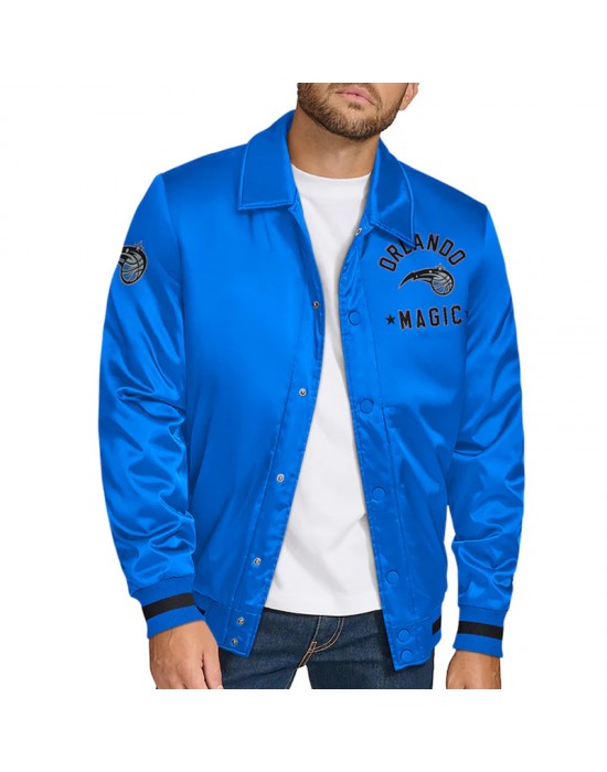 Orlando Magic Stitch Applique Blue Satin Jacket