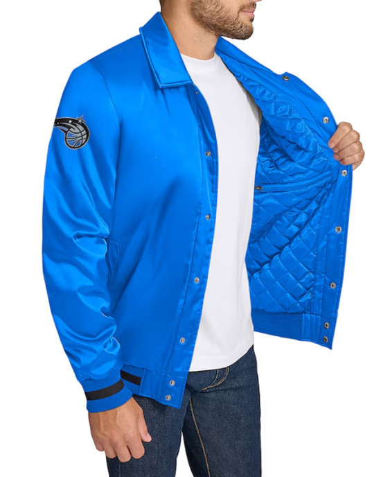 Orlando Magic Stitch Applique Blue Satin Jacket Orlando Magic Stitch Applique Blue Satin Jacket