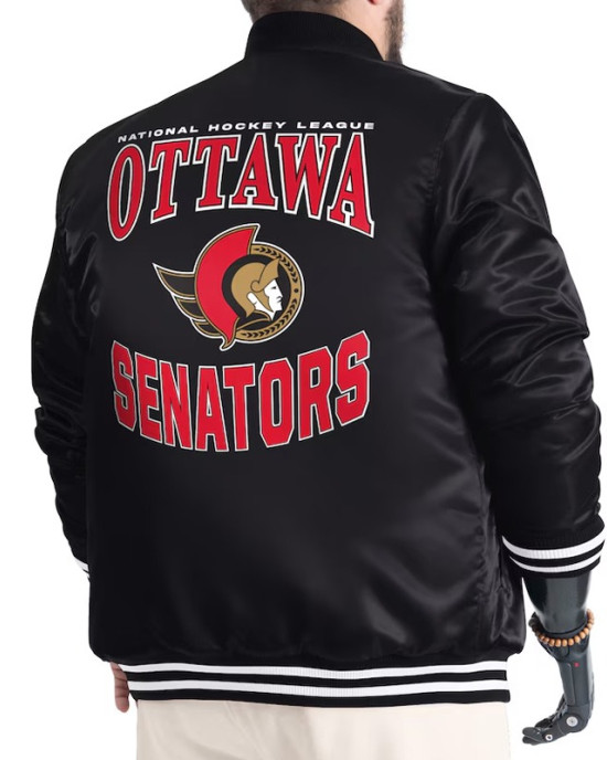 Ottawa Senators Adaptive Bold Logo Varsity Satin Jacket
