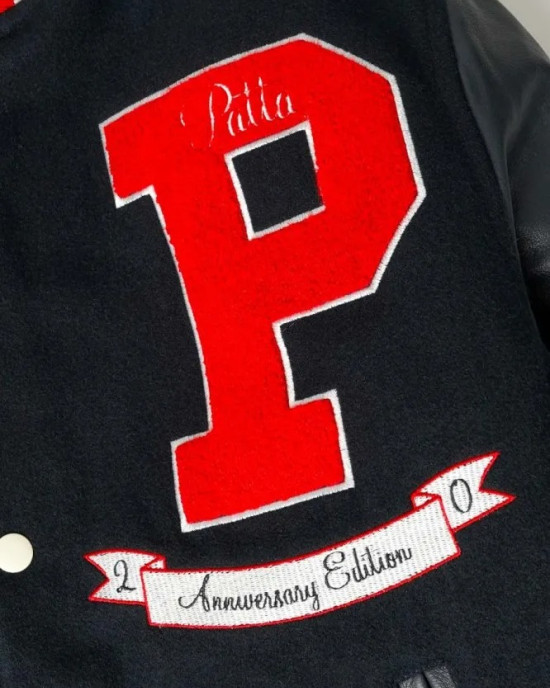 Patta 20th Anniversary Maritime Blue Wool/Leather Varsity Jacket