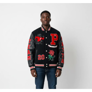 Patta 20th Anniversary Maritime Blue Wool/Leather Varsity Jacket 