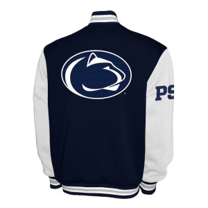Penn State Nittany Lions Fleece Navy and White Varsity Jacket