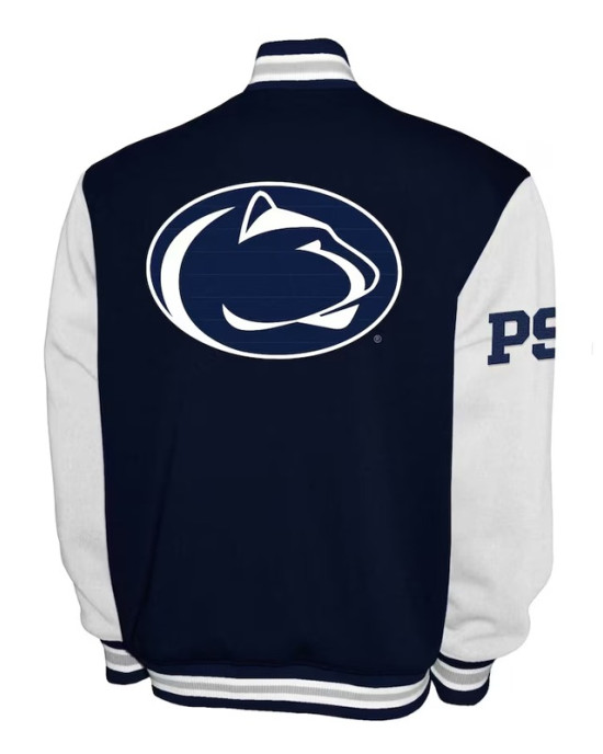 Penn State Nittany Lions Fleece Navy and White Varsity Jacket