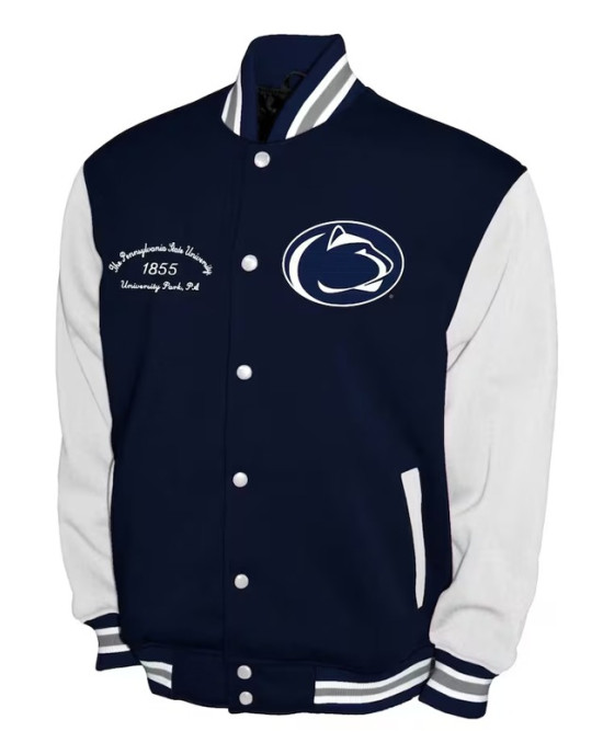 Penn State Nittany Lions Fleece Navy and White Varsity Jacket