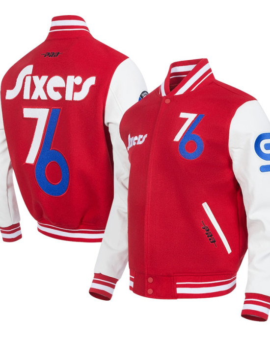 Philadelphia 76ers 2024/25 City Edition Chenille Red Varsity Jacket