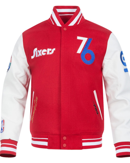 Philadelphia 76ers 2024/25 City Edition Chenille Red Varsity Jacket