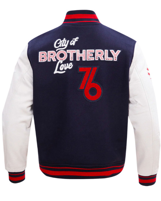 Philadelphia 76ers City of Brotherly Love Varsity Jacket Philadelphia 76ers City of Brotherly Love Varsity Jacket