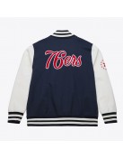 Philadelphia 76ers Navy and White Fleece Varsity Jacket