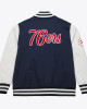 Philadelphia 76ers Navy and White Fleece Varsity Jacket Philadelphia 76ers Navy and White Fleece Varsity Jacket