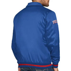 Philadelphia 76ers Stitch Applique Royal Satin Jacket