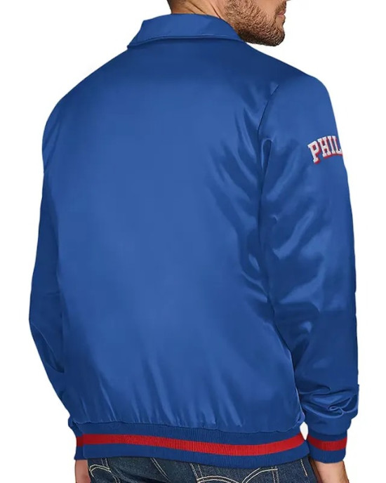 Philadelphia 76ers Stitch Applique Royal Satin Jacket Philadelphia 76ers Stitch Applique Royal Satin Jacket