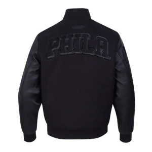Philadelphia 76ers Triple Black Varsity Jacket