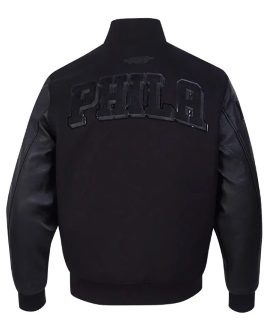Philadelphia 76ers Triple Black Varsity Jacket