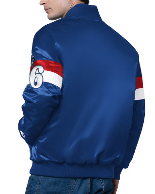 Philadelphia 76ers Triple Option Varsity Satin Jacket