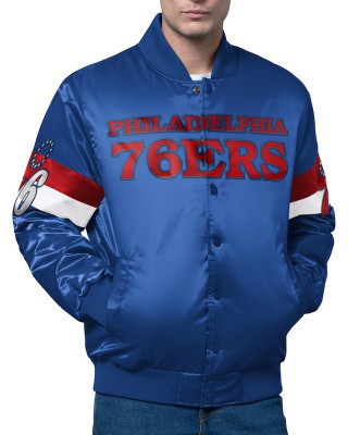 Philadelphia 76ers Triple Option Varsity Satin Jacket