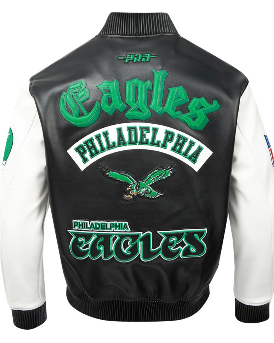Philadelphia Eagles Best Of Men's Leather Varsity Jacket Black/White