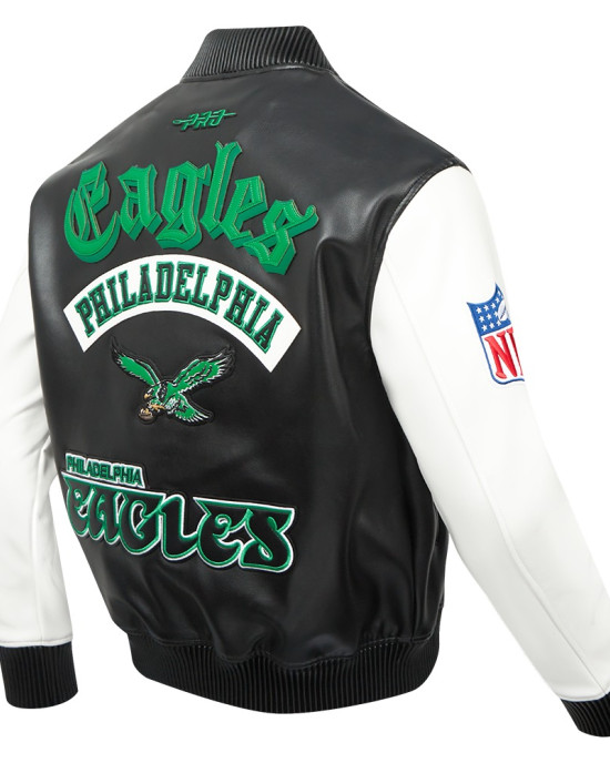 Philadelphia Eagles Best Of Men's Leather Varsity Jacket Black/White