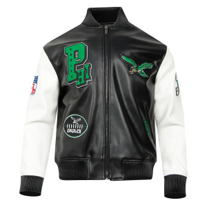Philadelphia Eagles Best Of Men's Leather Varsity Jacket Black/White