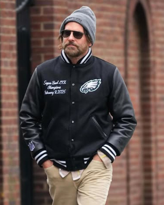 Philadelphia Eagles Bradley Cooper Varsity Jacket Philadelphia Eagles Bradley Cooper Varsity Jacket