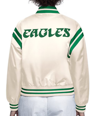 Philadelphia Eagles Cream Full Count Satin Jacket