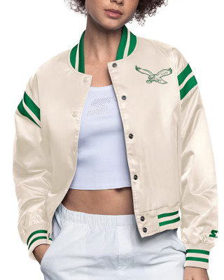 Philadelphia Eagles Cream Full Count Satin Jacket