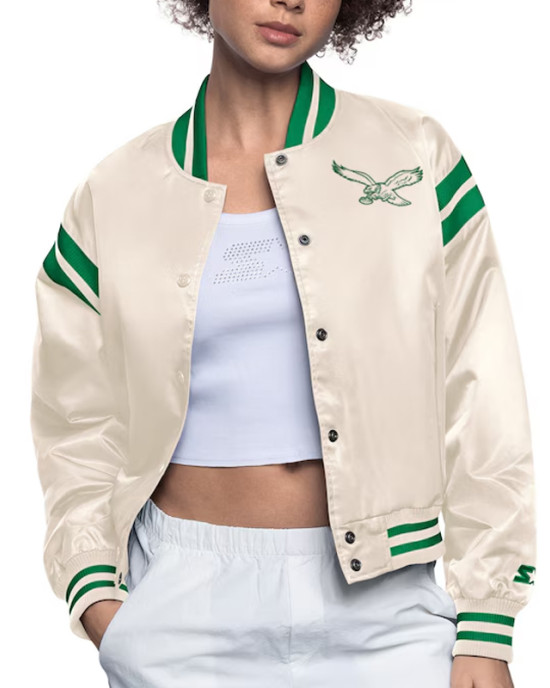 Philadelphia Eagles Cream Full Count Satin Jacket