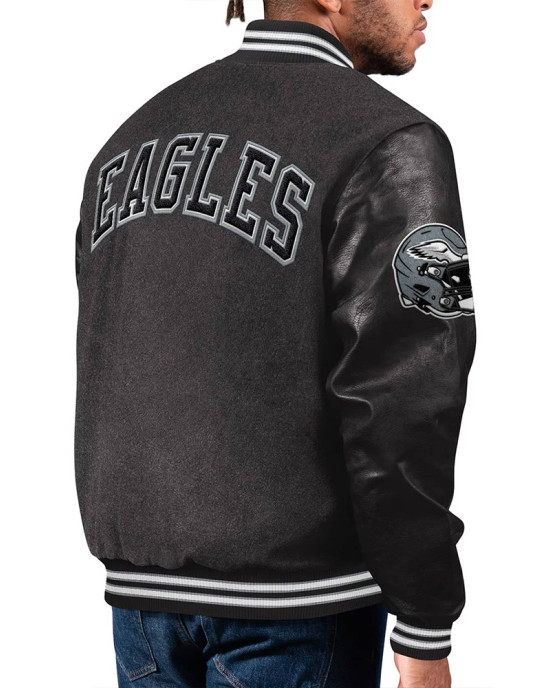 Philadelphia Eagles First Rounder Black Varsity Jacket Philadelphia Eagles First Rounder Black Varsity Jacket