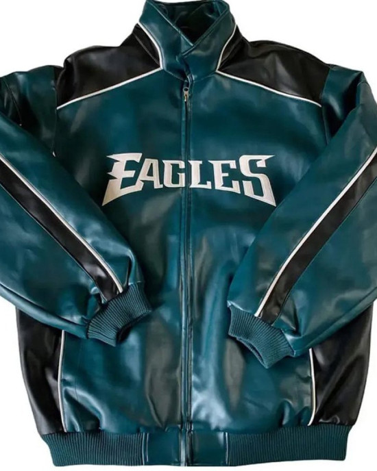 Philadelphia Eagles Green and Black Leather Jacket - Stylish NFL Fan Gear Philadelphia Eagles Green and Black Leather Jacket - Stylish NFL Fan Gear