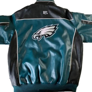 Philadelphia Eagles Green and Black Leather Jacket - Stylish NFL Fan Gear