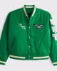 Philadelphia Eagles Green Varsity Bomber Satin Jacket