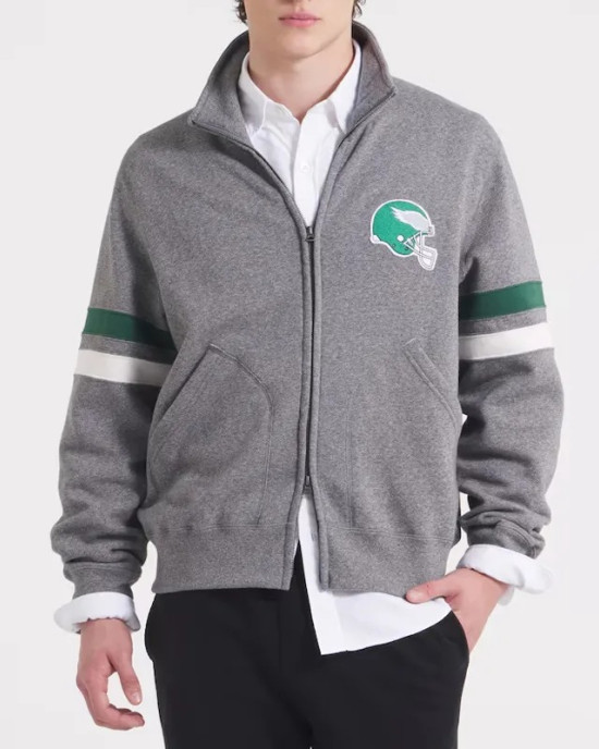 Philadelphia Eagles Heather Gray Striped Fleece Jacket Philadelphia Eagles Heather Gray Striped Fleece Jacket