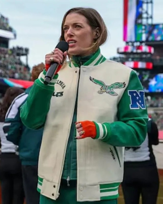 Philadelphia Eagles Mary Kate Morrissey Varsity Jacket Philadelphia Eagles Mary Kate Morrissey Varsity Jacket