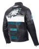 Philadelphia Eagles Men's Black Leather Moto Racing Jacket