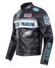 Philadelphia Eagles Men's Black Leather Moto Racing Jacket