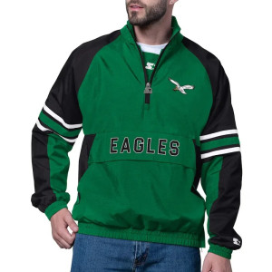 Philadelphia Eagles Prospect Kelly Green Half-Zip Pullover Jacket