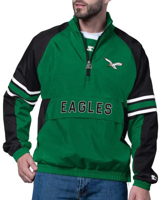 Philadelphia Eagles Prospect Kelly Green Half-Zip Pullover Jacket