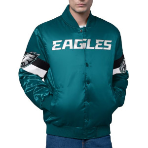 Philadelphia Eagles Triple Option Varsity Satin Jacket