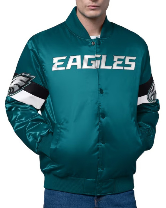 Philadelphia Eagles Triple Option Varsity Satin Jacket