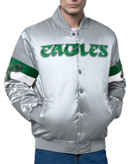 Philadelphia Eagles Triple Option Varsity Satin Jacket