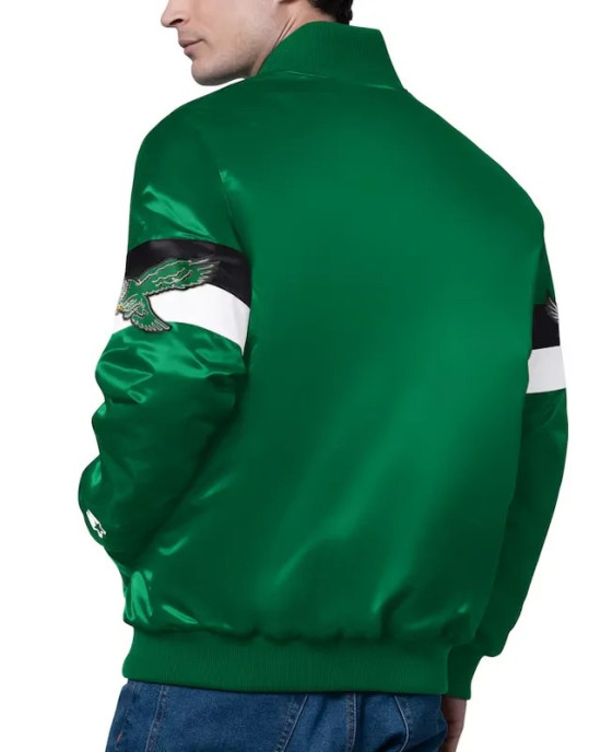 Philadelphia Eagles Triple Option Varsity Satin Jacket